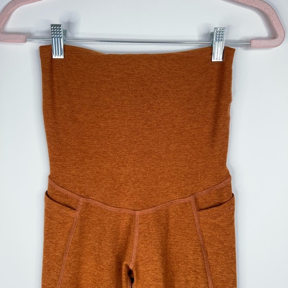 Beyond the Bump Maternity Pocket Leggings Orange Rust Cropped Spacedye Small - Picture 3 of 11